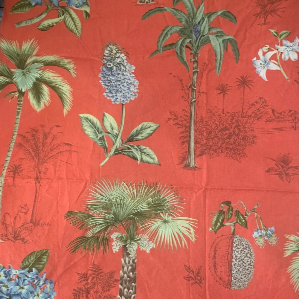 Vintage Kravet Red Tropical Palms Fabric